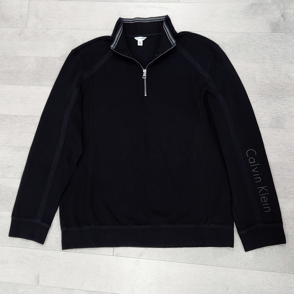 Calvin Klein half zip long sleeve thick ribbed knit shirt